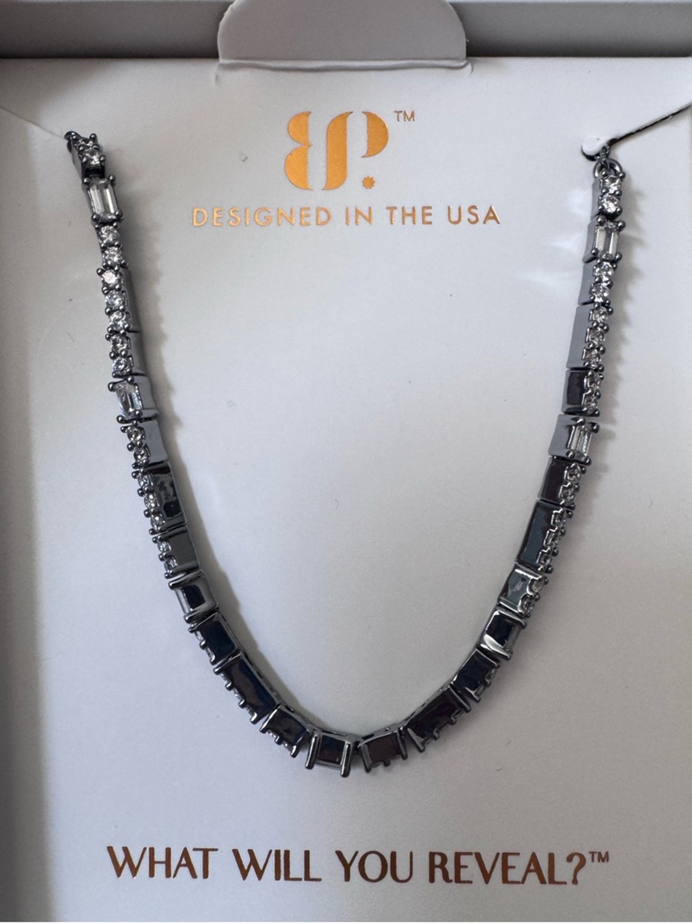 The Brielle Bracelet - Hematite Plating with CZ Accent
